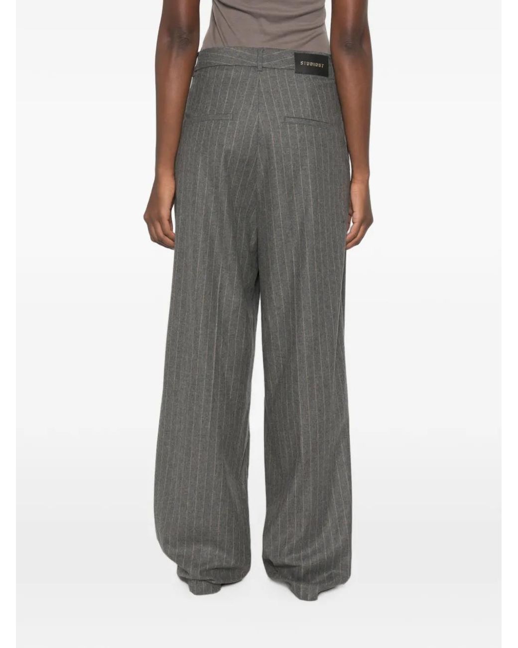 Cambio Gray Eternity Pinstripe-Print Trousers
