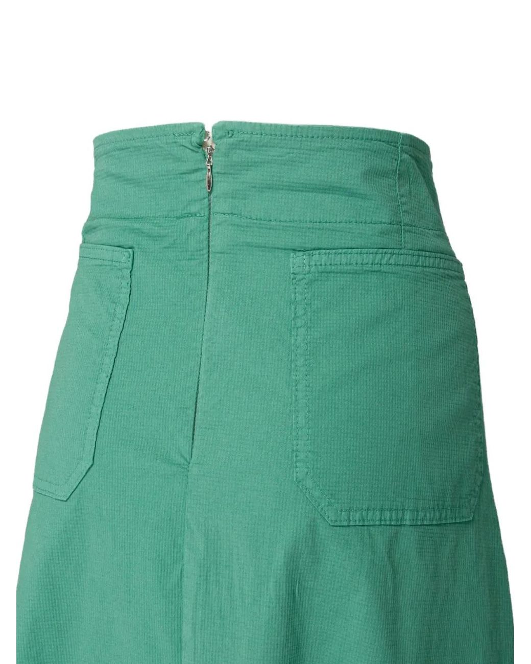 ..,merci Green Frayed High-Waisted Midi Skirt