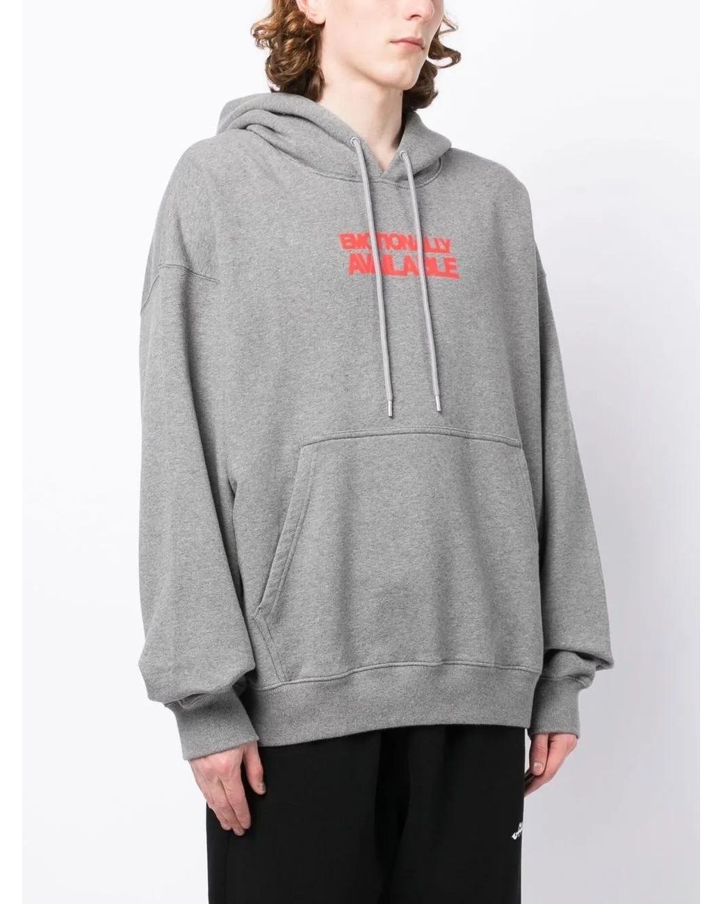Off-White c/o Virgil Abloh Gray Arrows-Motif Drawstring Hoodie for men