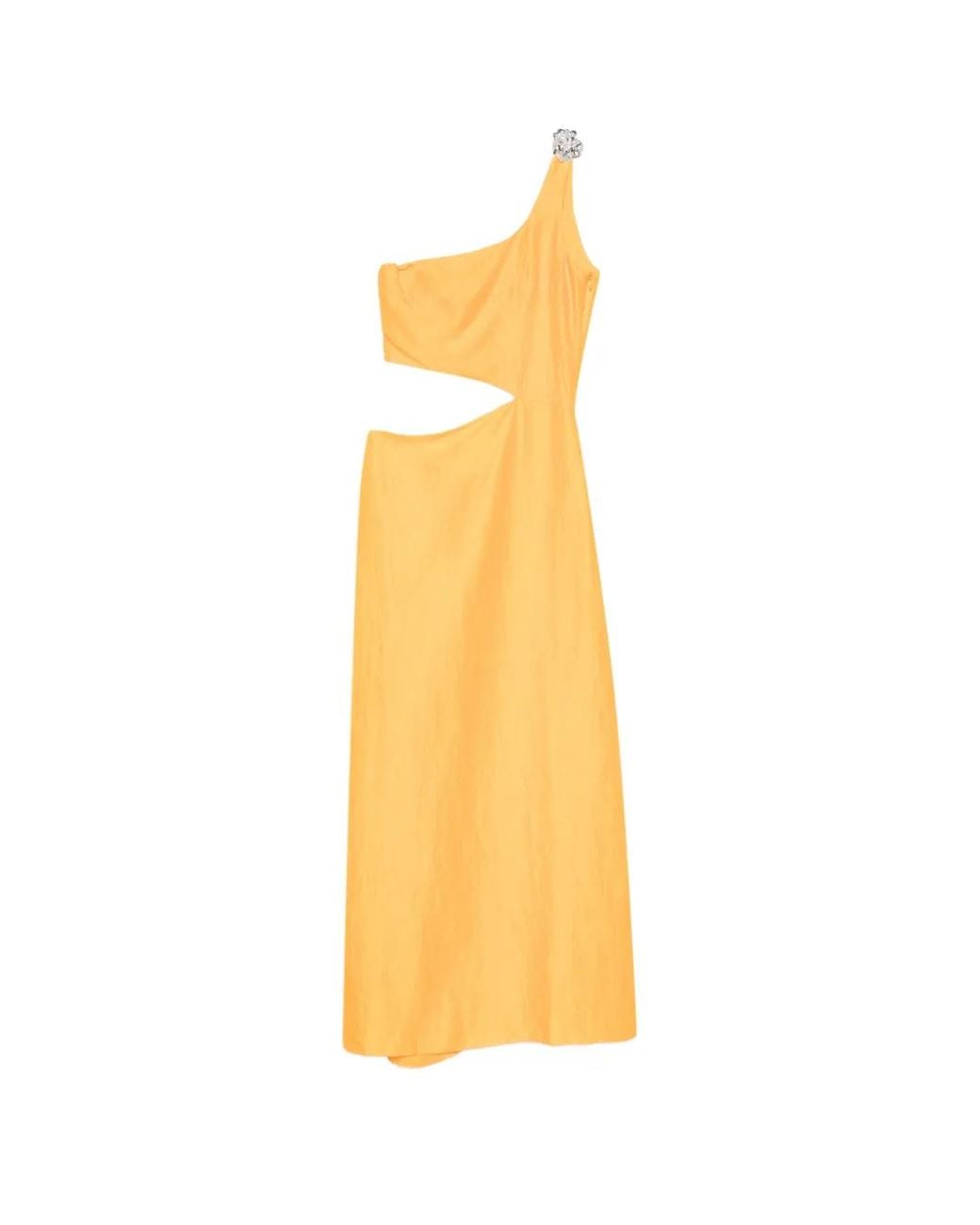 Maje Metallic Asymmetrical Linen-Blend Dress
