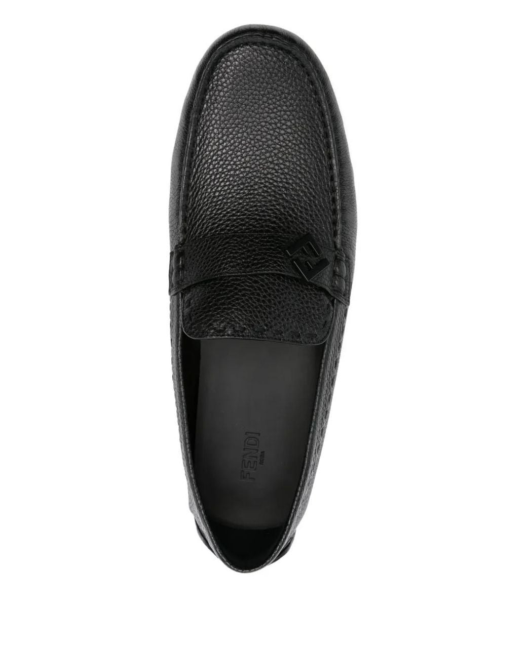 Fendi Black Ff Metal Driving Loafers for men