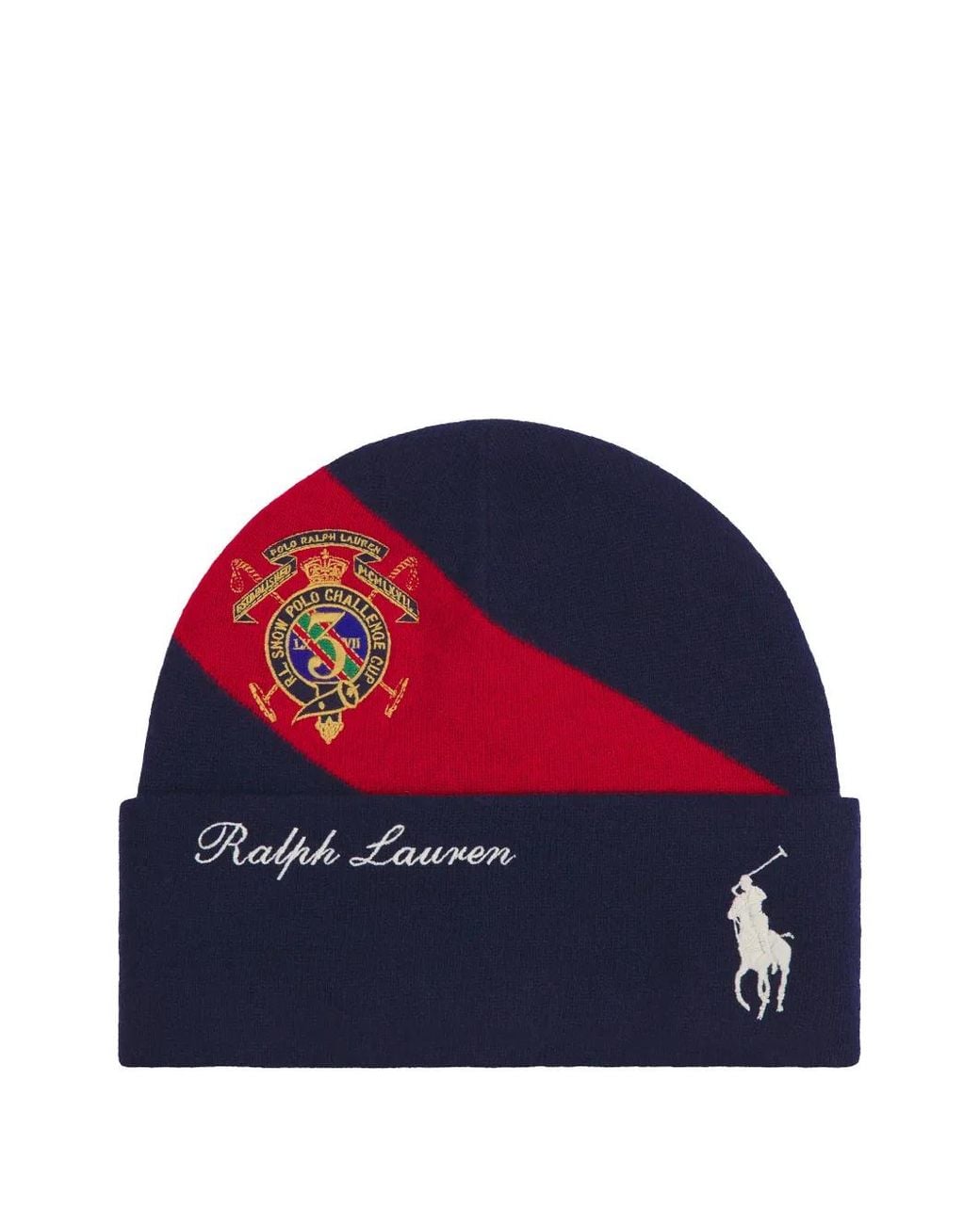 Polo Ralph Lauren Blue Big Pony Logo-Embroidered Beanie Hat for men
