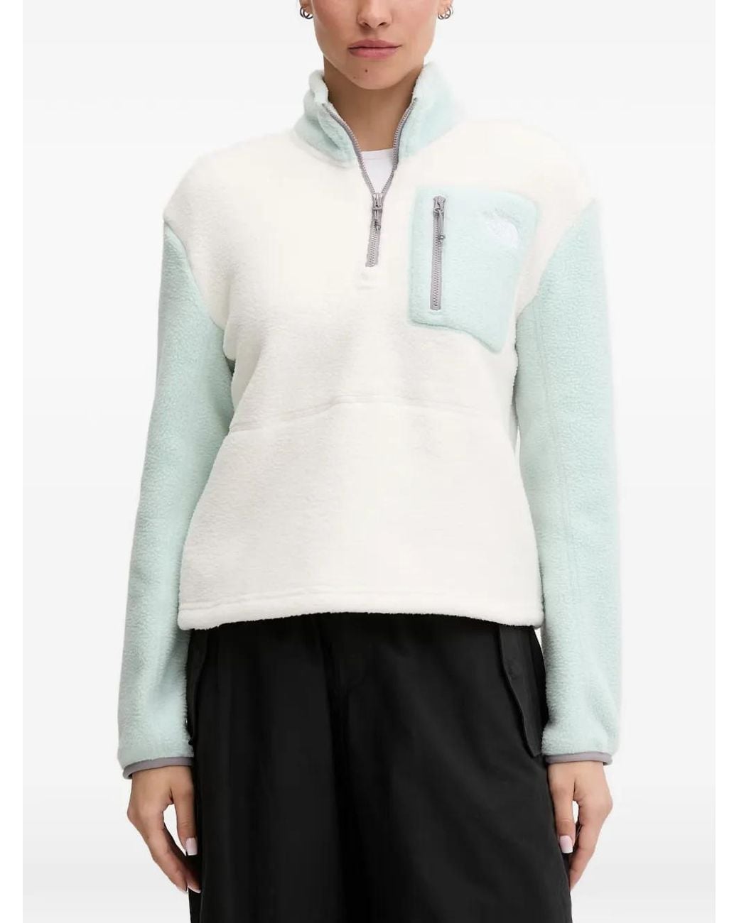 The North Face White Fleece-Texture Quarter-Zip Sweatshirt