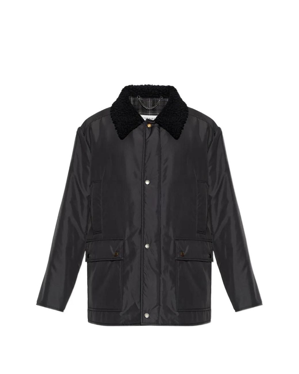 Maison Margiela Black Shearling-Collar Press-Stud Jacket for men