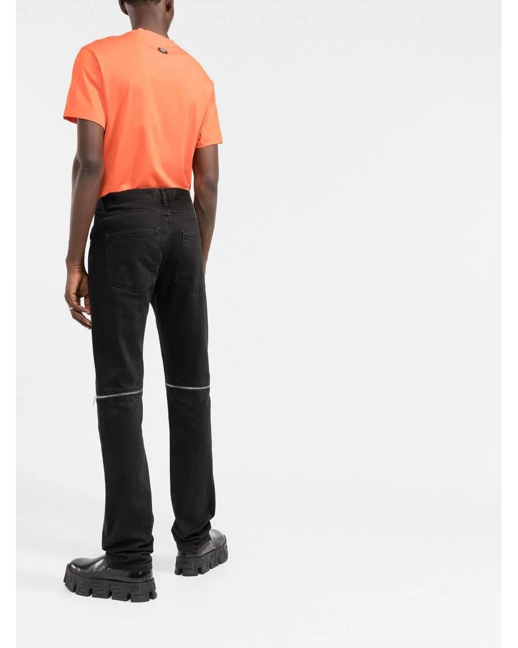 Philipp Plein Orange T-Shirt À Imprimé Squelette for men