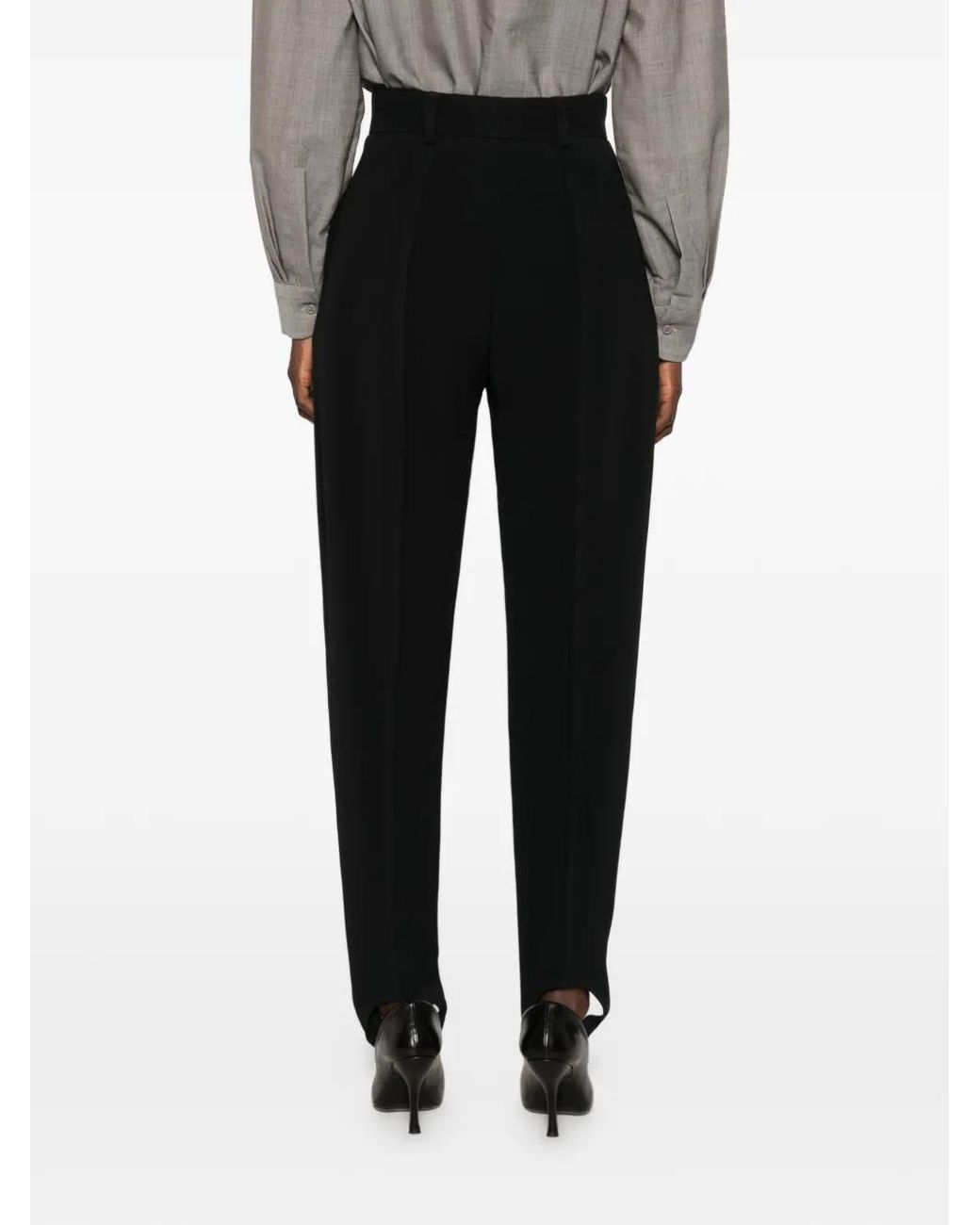 Stella McCartney Black Cady Stirrup-Cuff Tailored Trousers