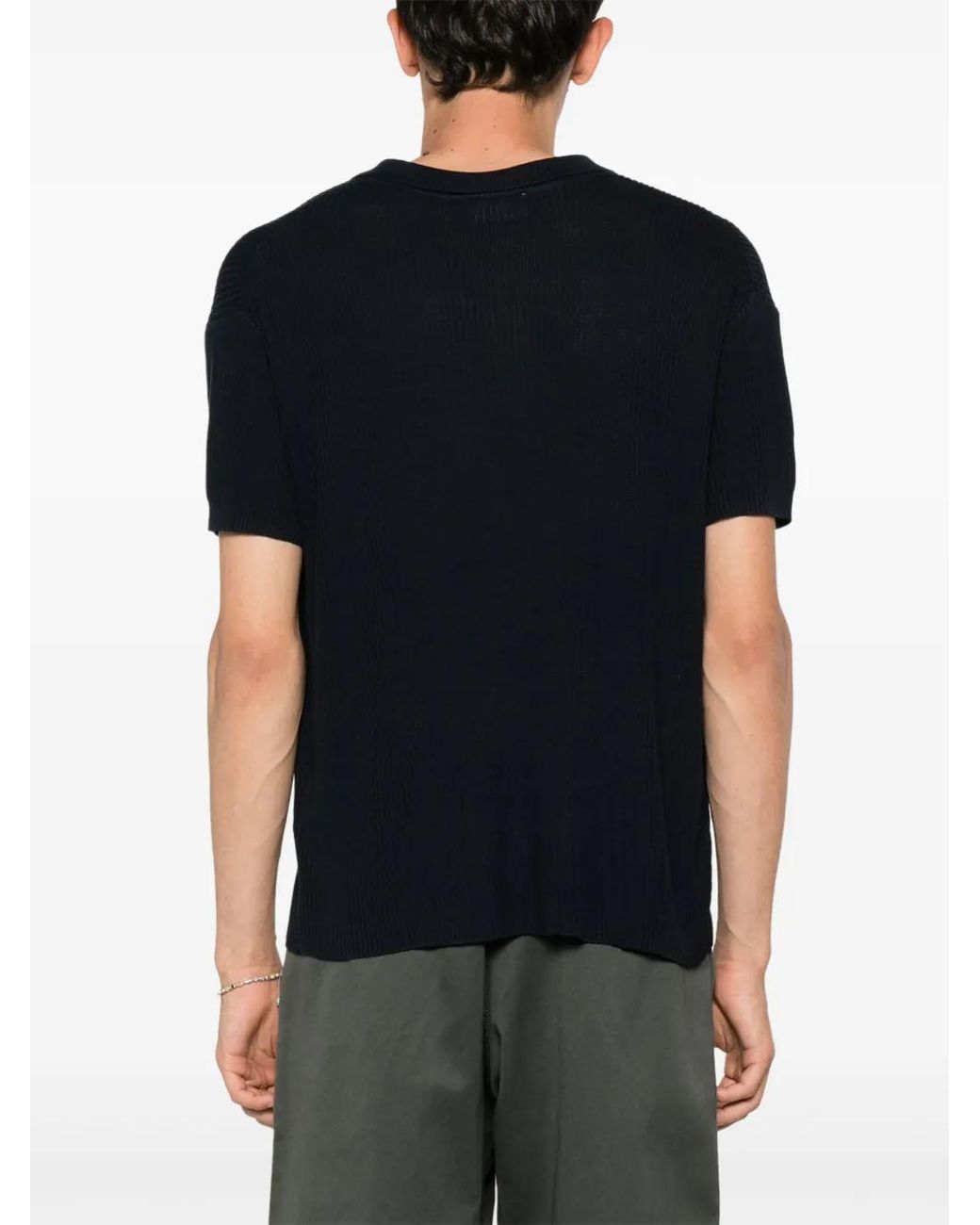 Soulland Black Ciel Ribbed Polo Shirt
