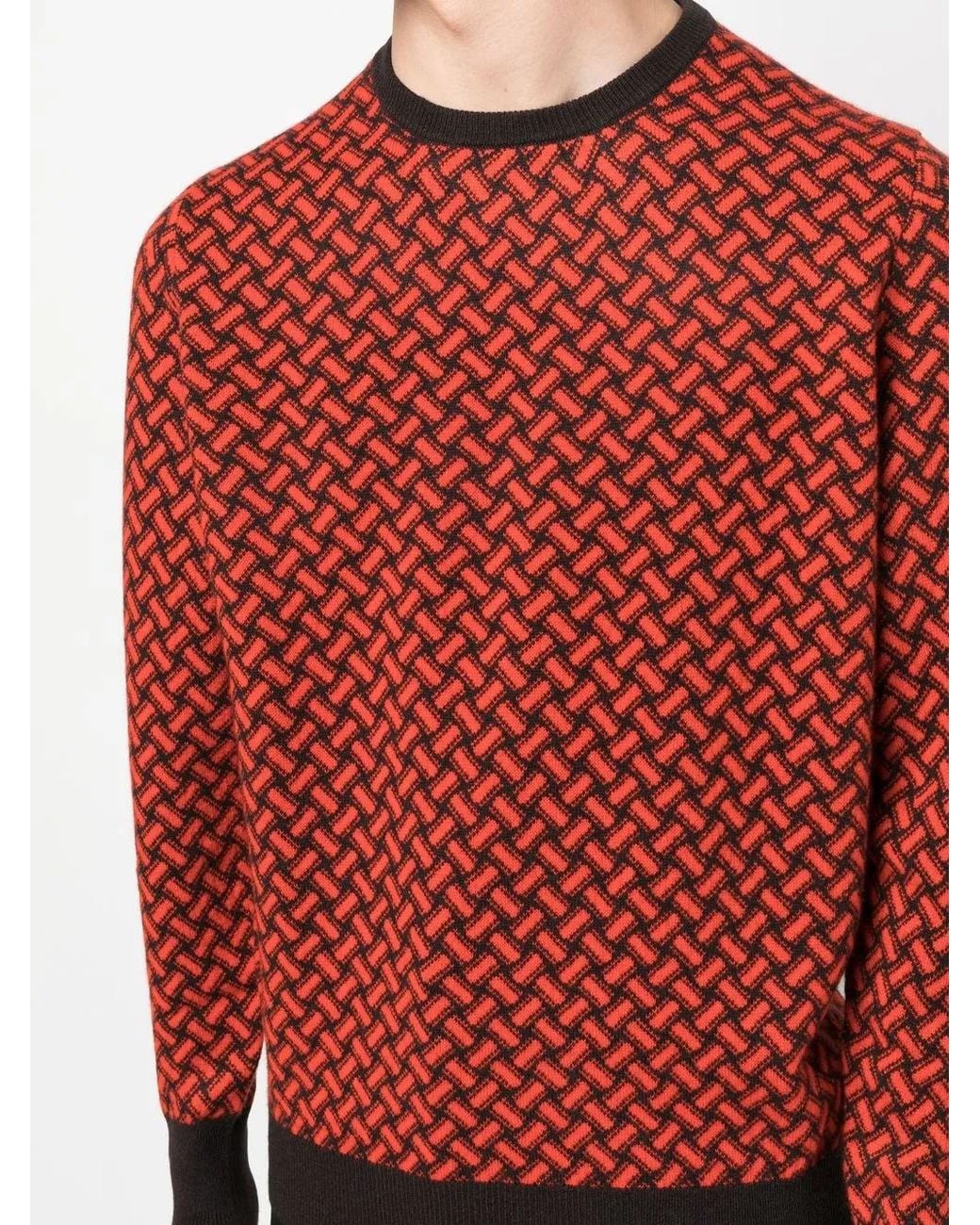 Drumohr Red Razor Blade Patterned Jumper for men