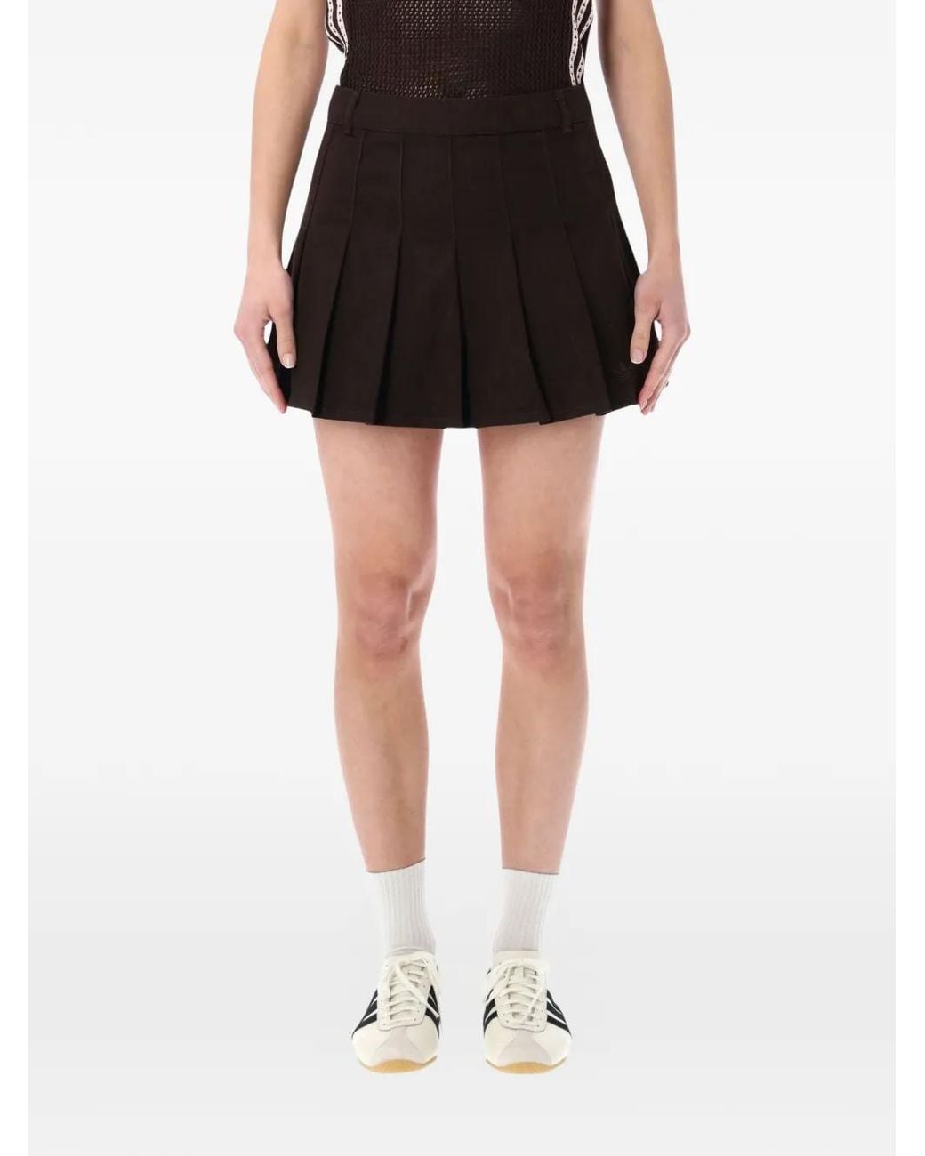 Adidas Black Twill Pleated Skirt