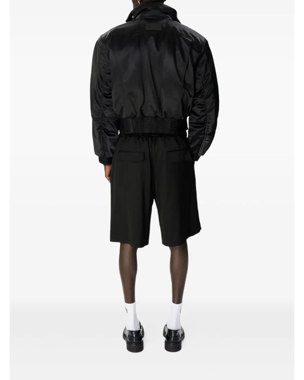MARINE SERRE Black Satin Bomber Jacket