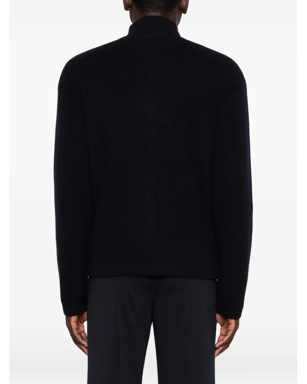 Soft Goat Black Zip Ribbed Cardigan for men