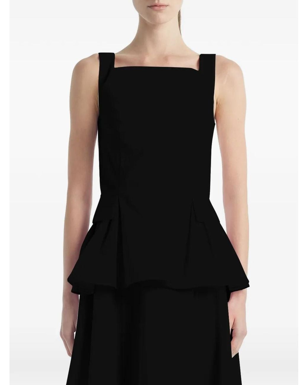 Adam Lippes Black Soleil Peplum Blouse