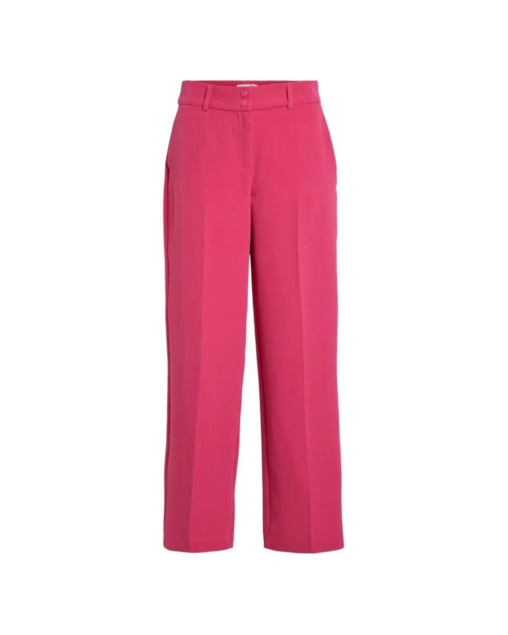 Vila Pink Wide-Leg Cropped Trousers
