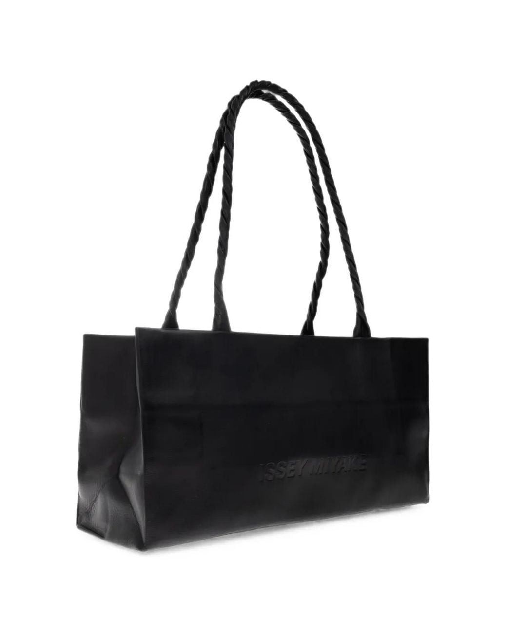 Issey Miyake Black Logo-Debossed Twisted-Handle Shoulder Bag