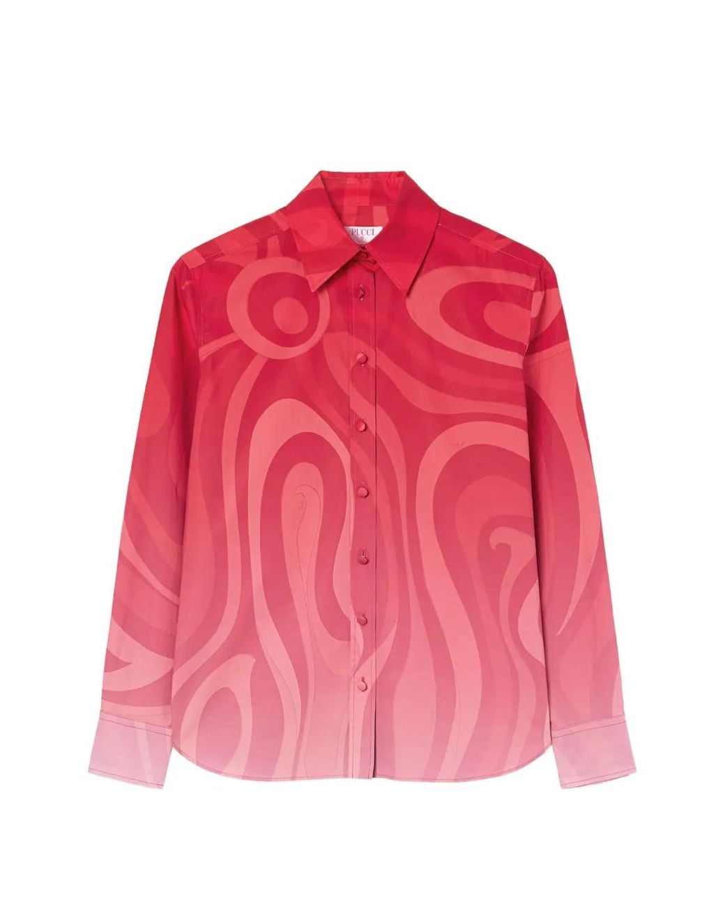 Emilio Pucci Pink Marmo Degradé-Print Popeline Shirt