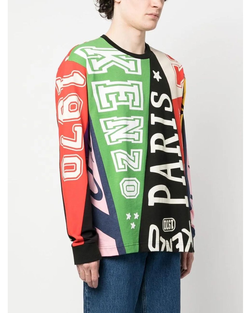 KENZO Green Patchwork Cotton Sweatshirt for men