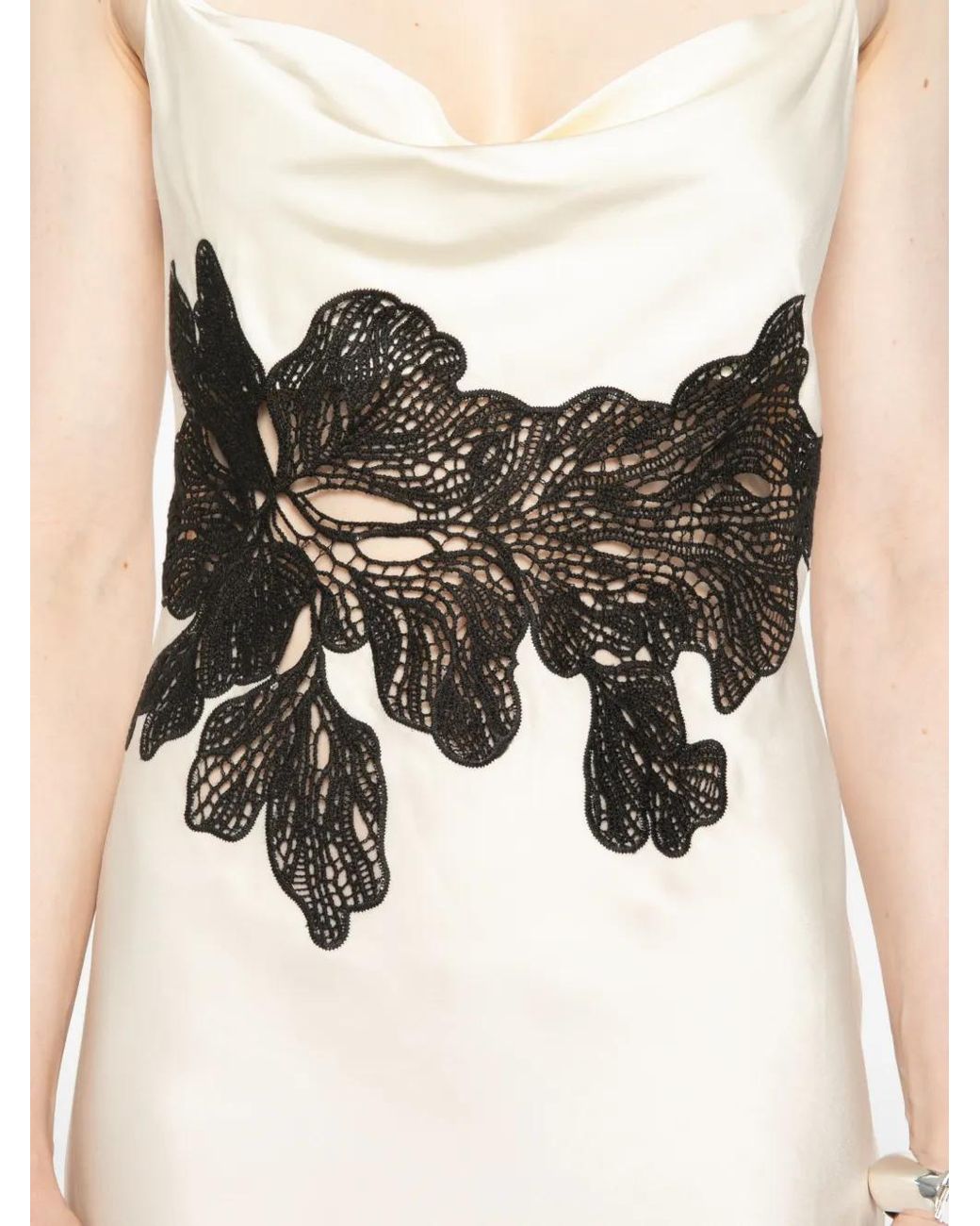 Patrizia Pepe Black Lace-Detail Mini Dress
