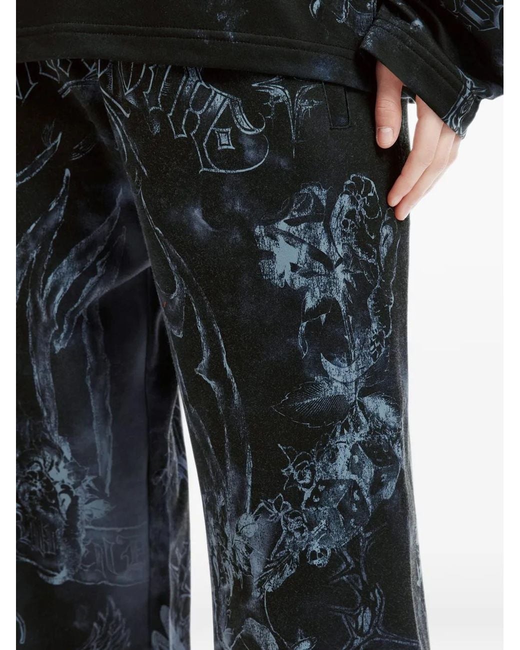we11done Black Graphic-Print Track Pants