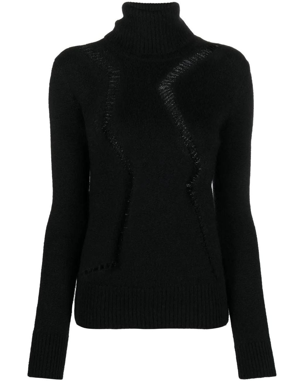 Saint Laurent Black Cut-Out Roll-Neck Jumper