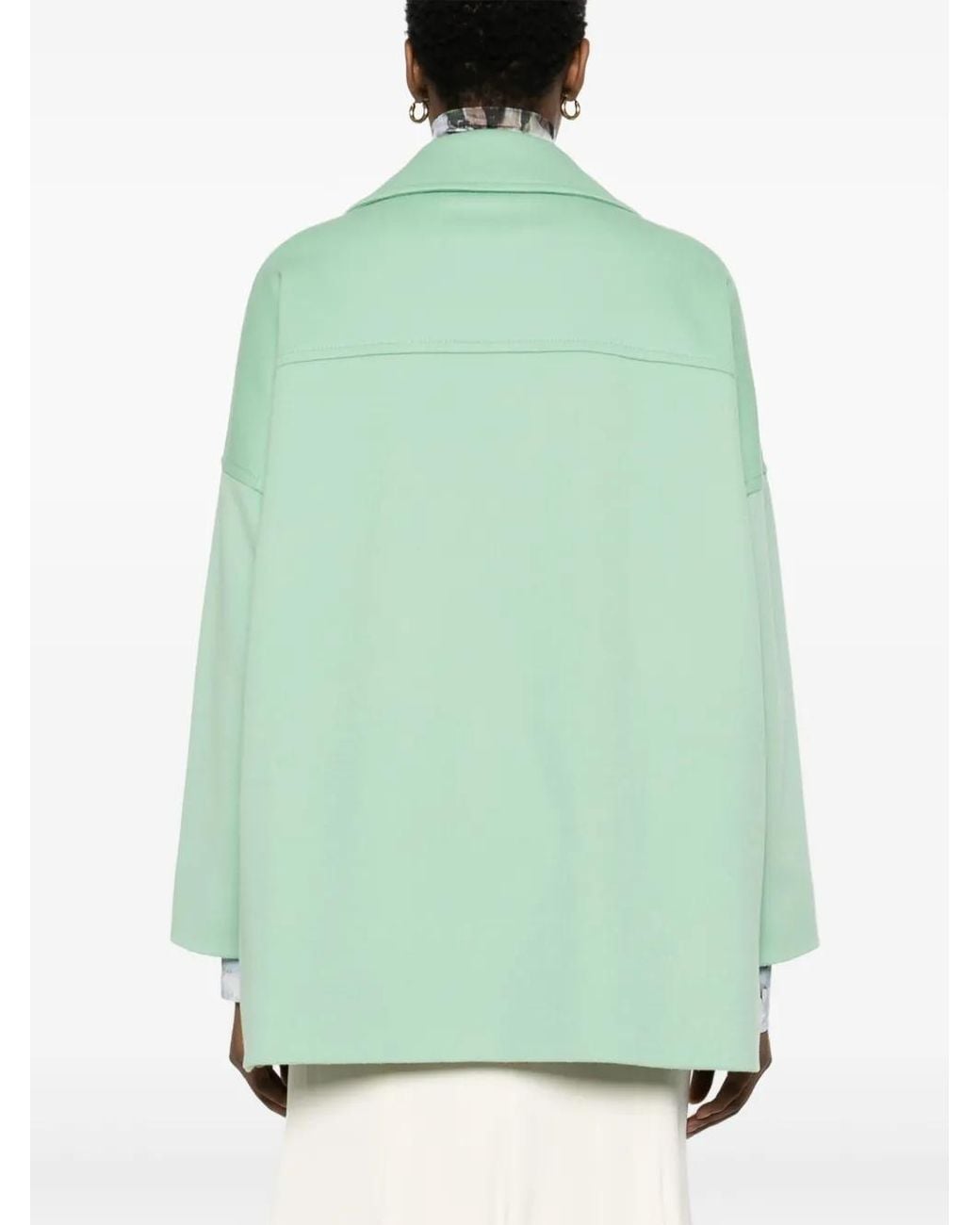 Alberto Biani Green Double-Breasted Virgin Wool Coat