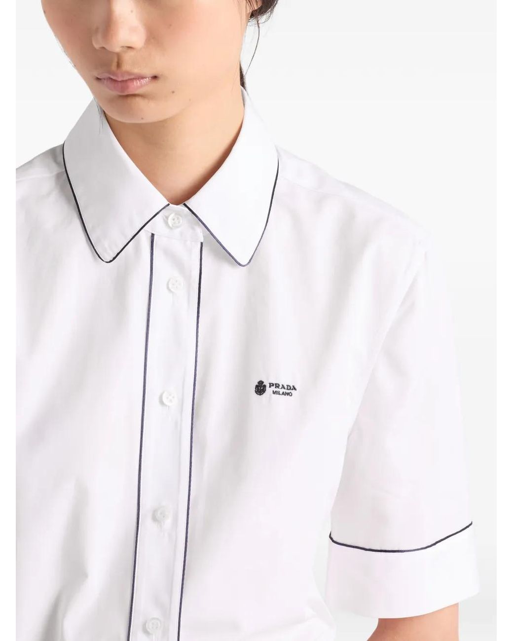 Prada White Short-Sleeved Poplin Shirt