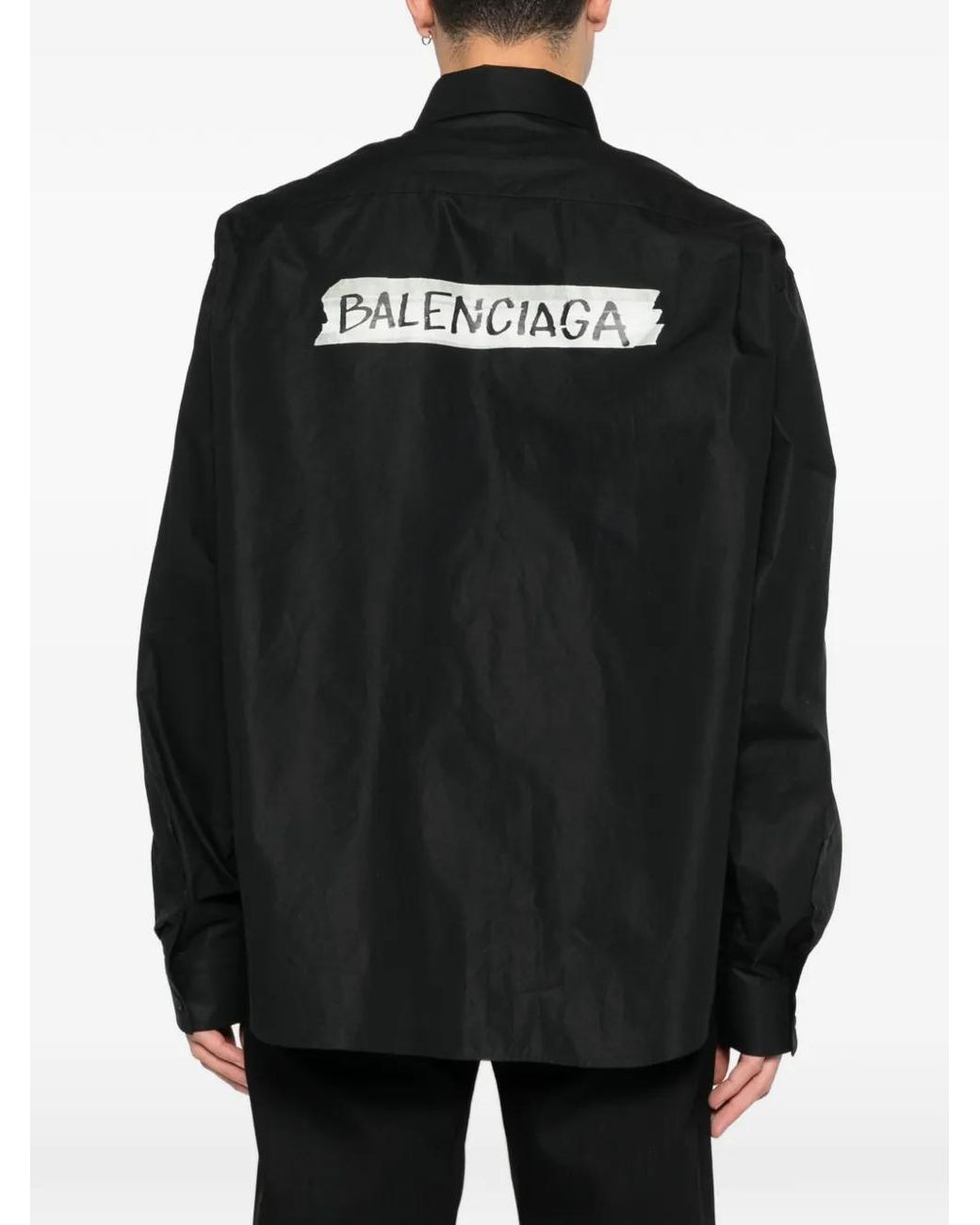Balenciaga Black Masking-Tape Long-Sleeve Shirt Large-Fit for men
