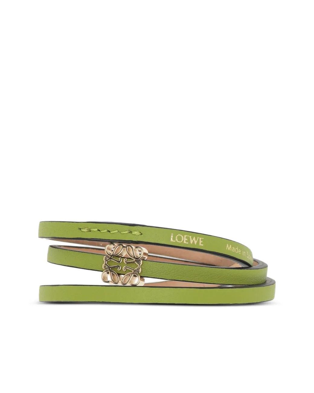 Loewe Green Anagram Leather Bracelet