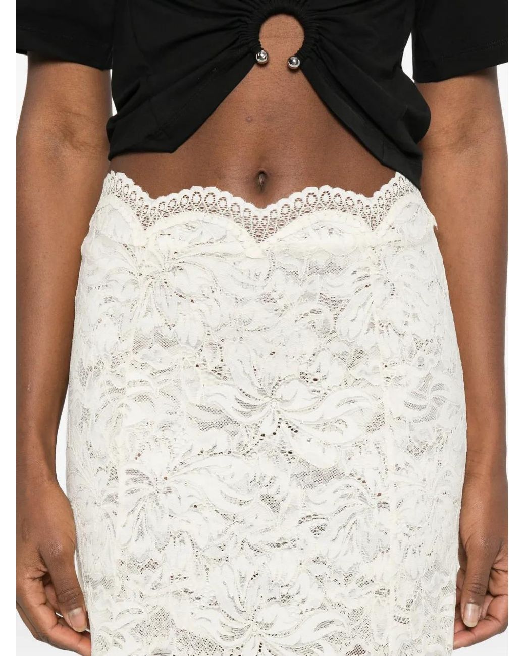 Rabanne Maxi-Rok Met Kant in het White