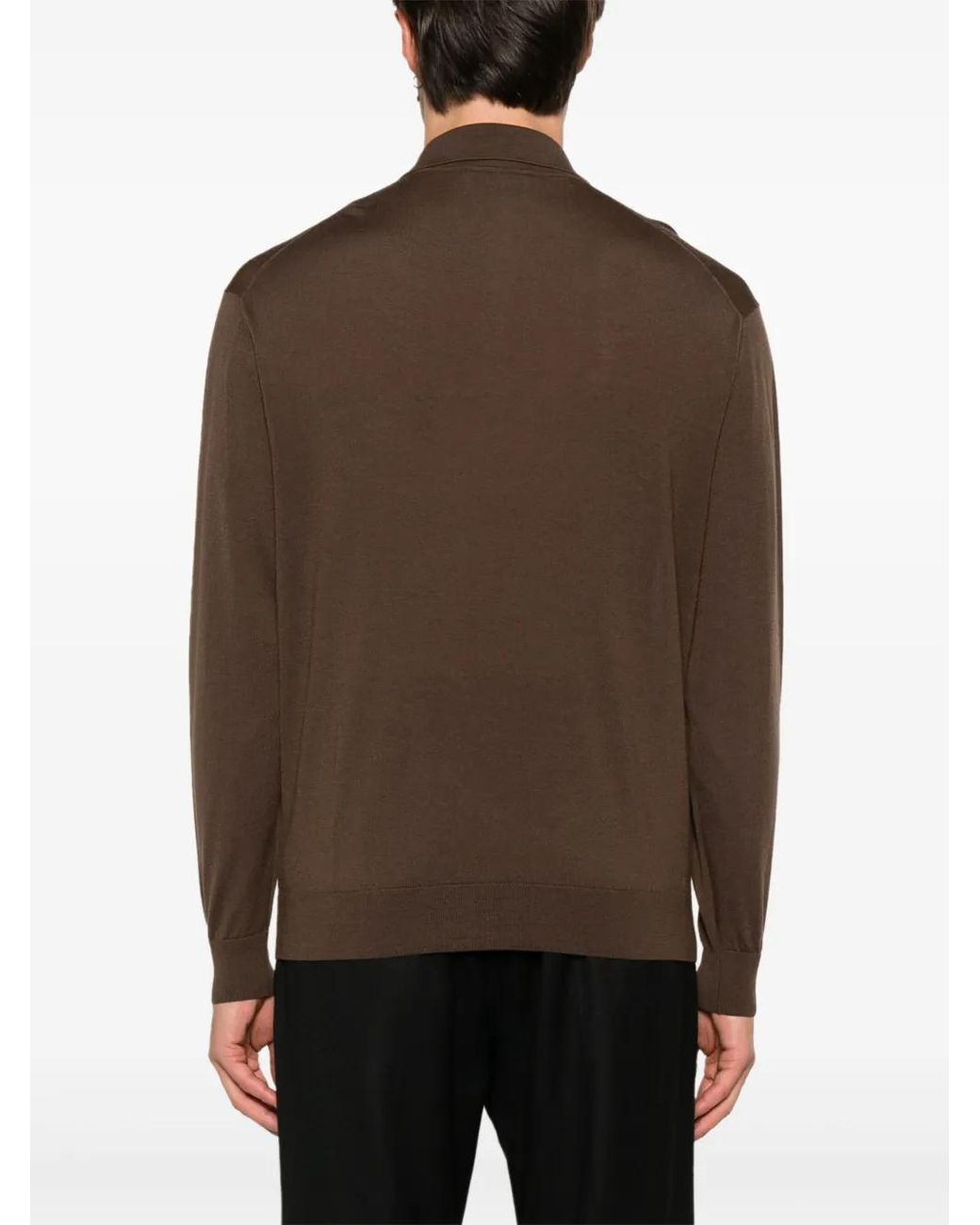 D4.0 Brown Fine-Knit Polo Shirt for men