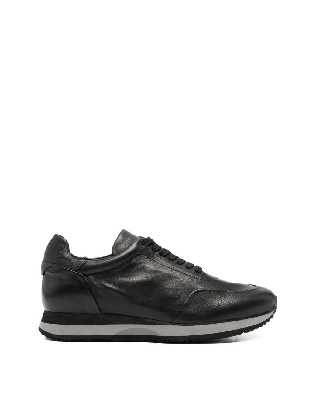 JOHN HARRISON Black Leather Panelled Sneakers for men