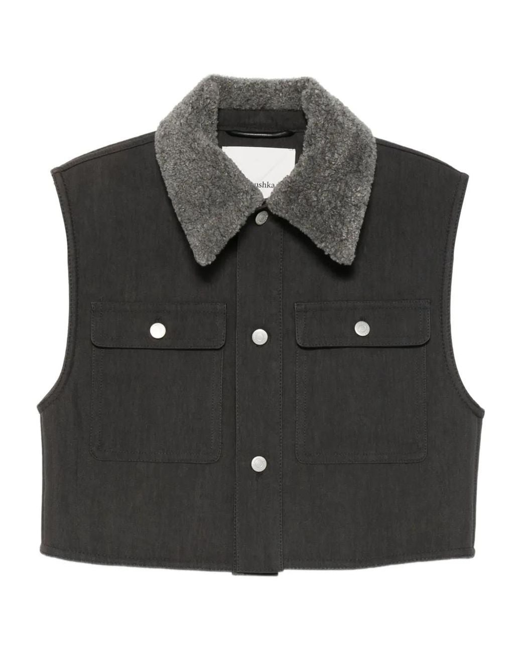 Nanushka Black Contrast-Collar Utility Gilet