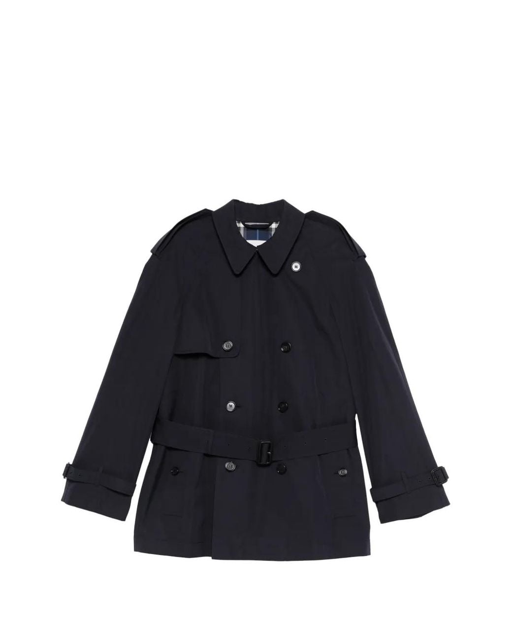 Burberry Blue Short Lightweight Cotton Trench Coat for men