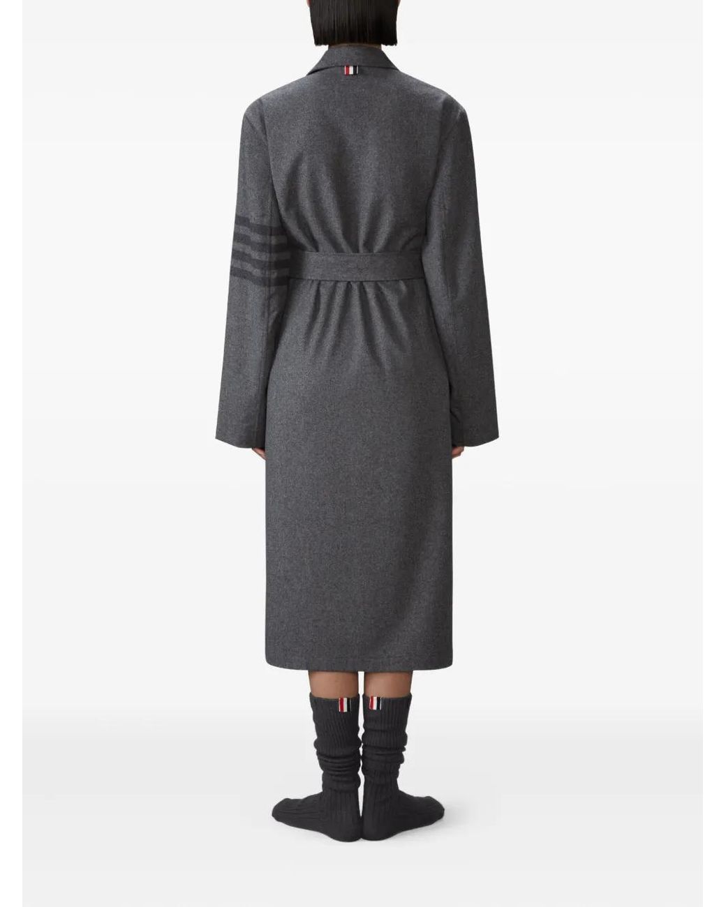 Thom Browne Gray Manteau À Détail 4 Bandes Signature