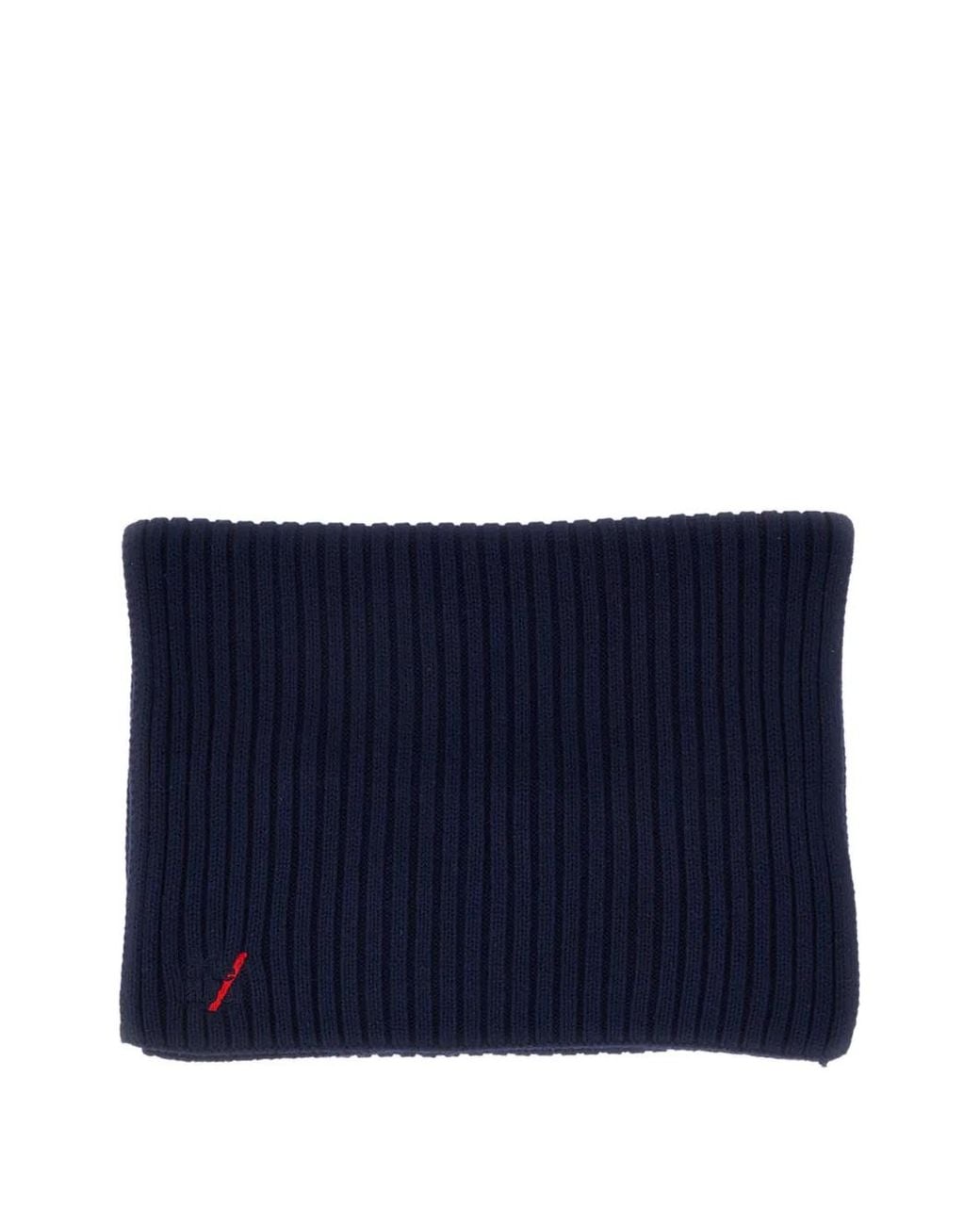 AFTER LABEL Blue Ribbed-Knit Logo-Embroidered Scarf for men