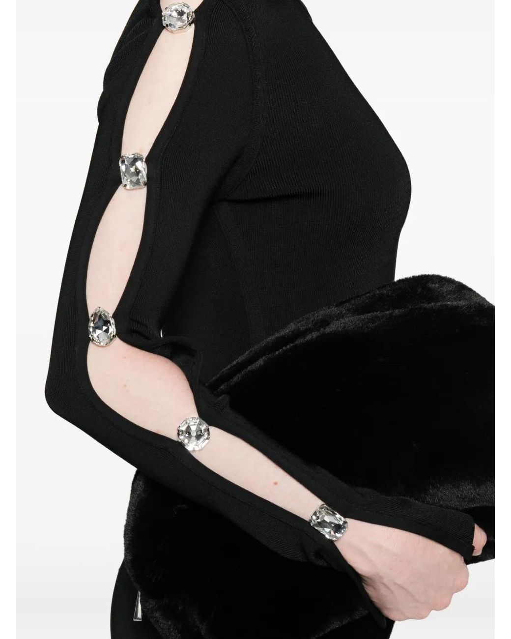 David Koma Black Cut-Out Long-Sleeve Mini Dress