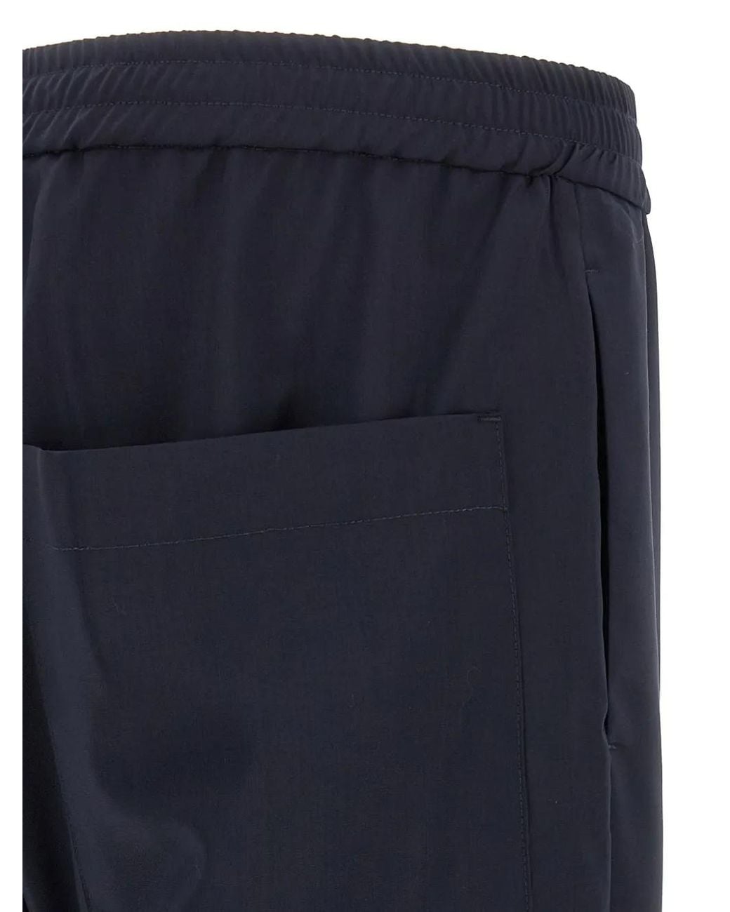 Barena Blue Bativoga Pleated Elastic-Waistband Trousers for men