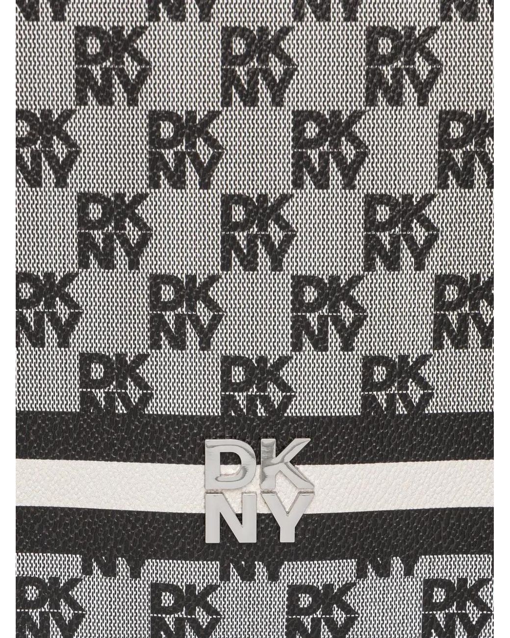 DKNY Gray Logo-Print Striped Laptop Bag