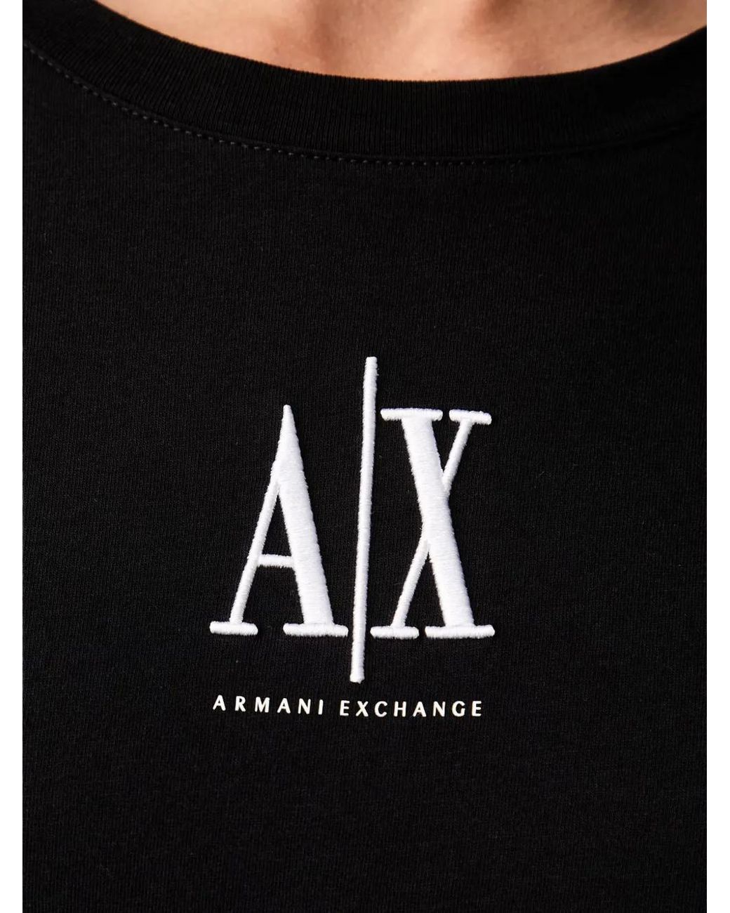 ARMANI EXCHANGE Black Logo-Embroidered T-Shirt
