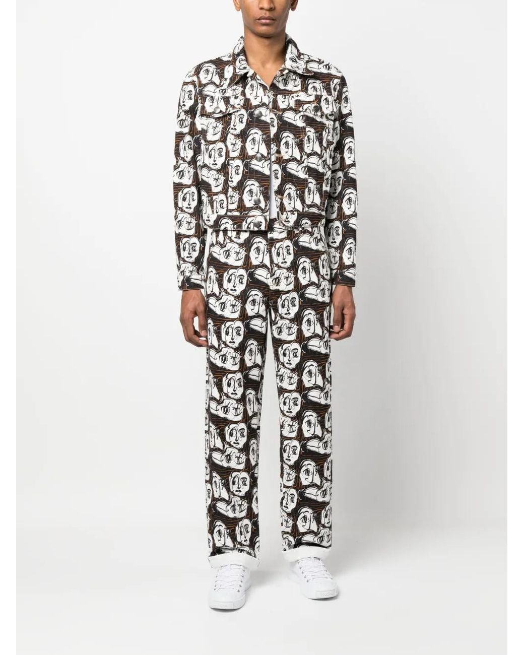 Charles Jeffrey White Graphic-Print Cotton Trousers for men