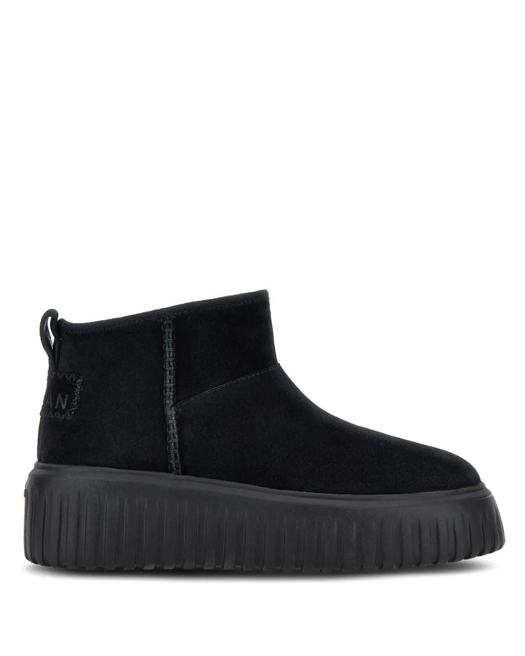 Hogan Black Logopatch Suede Boots