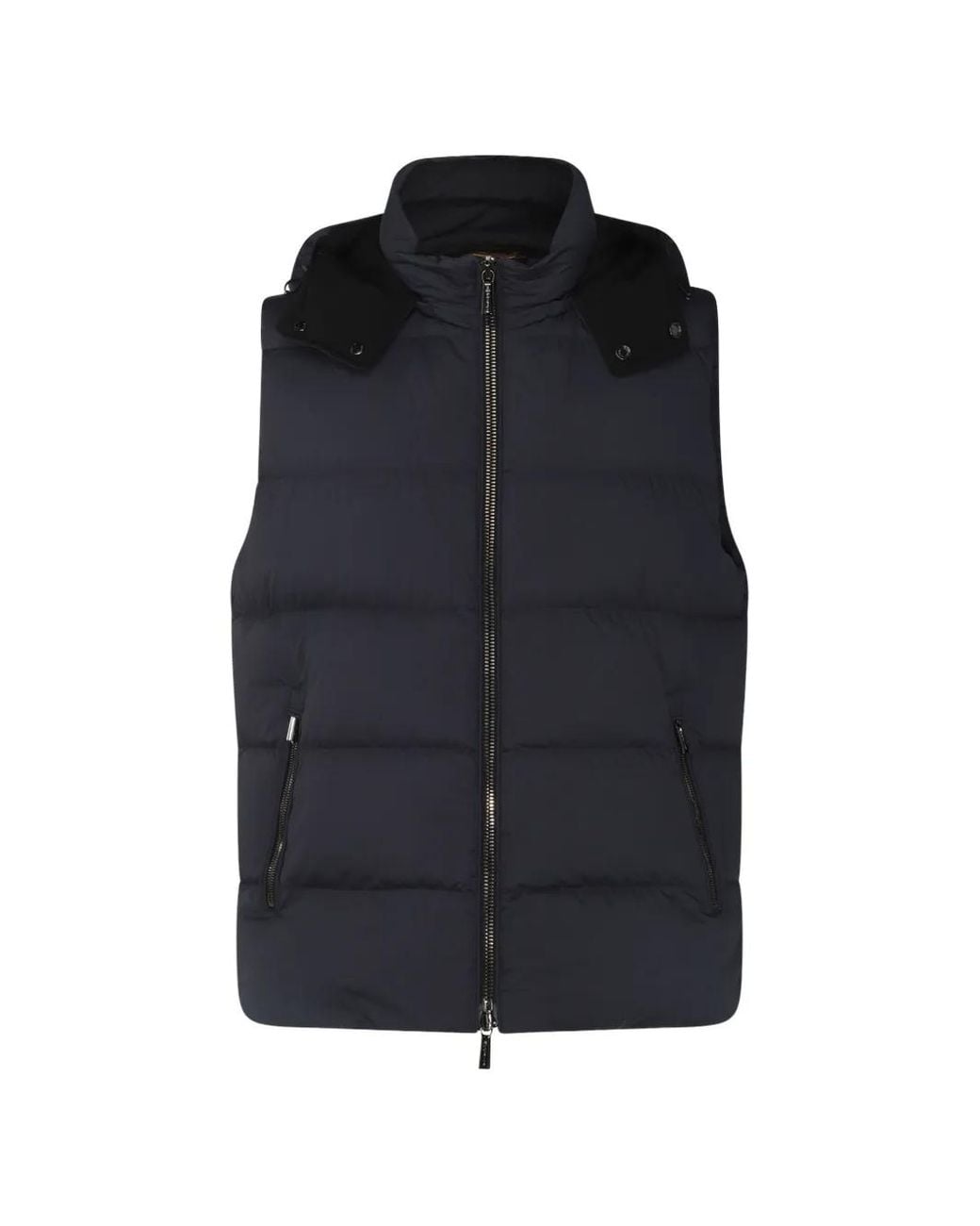 Moorer Blue Quilted Hooded Gilet for men