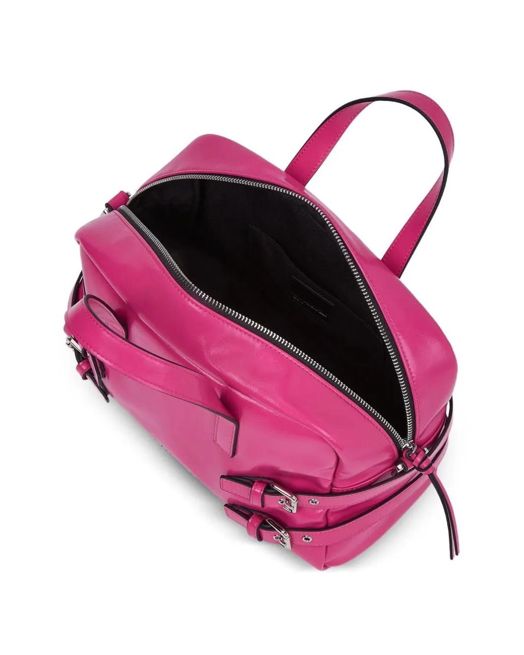 Karl Lagerfeld Pink Buckle Faux-Leather Bowling Bag