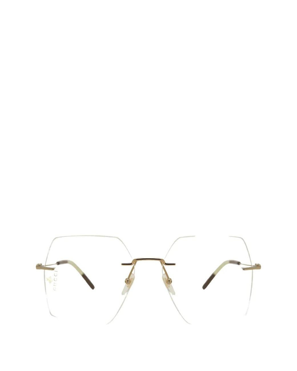Gucci White Rimless Square-Frame Glasses