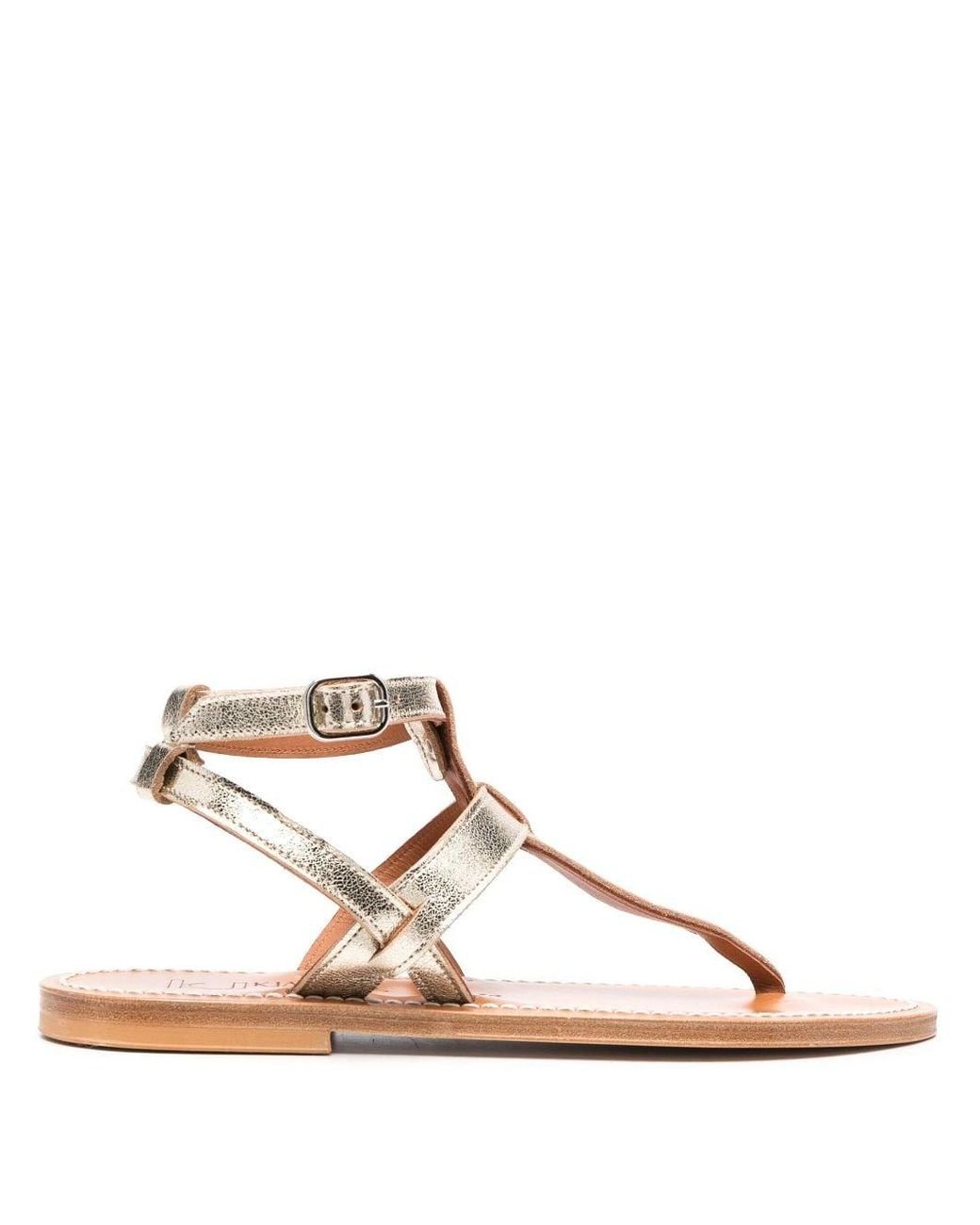K. Jacques Ankle-strap Flat Sandals in Metallic | Lyst