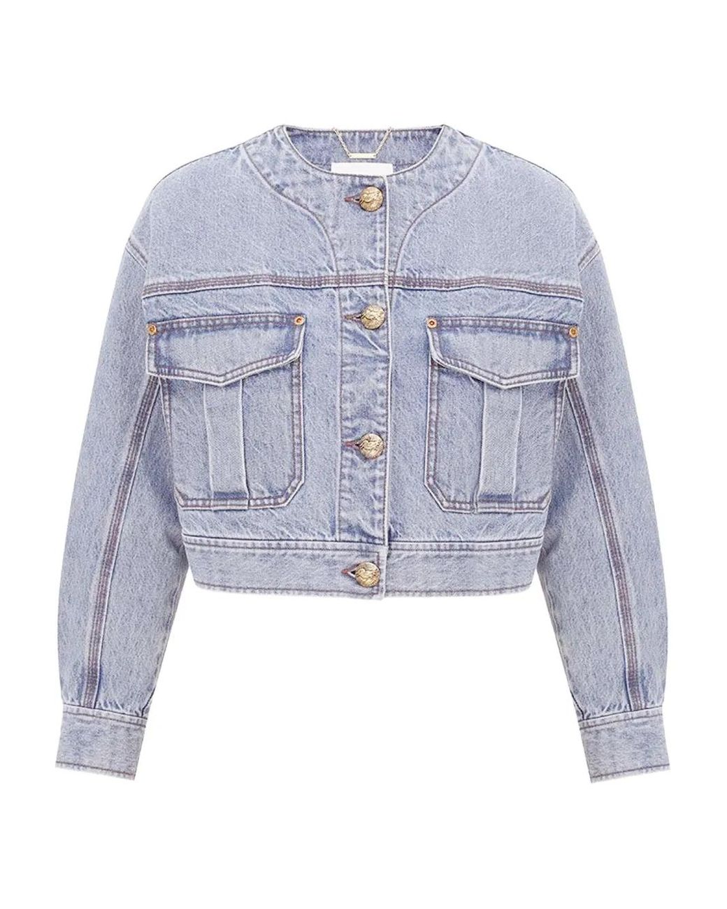 Zimmermann Blue Jeansjacke Mit Knopfleiste