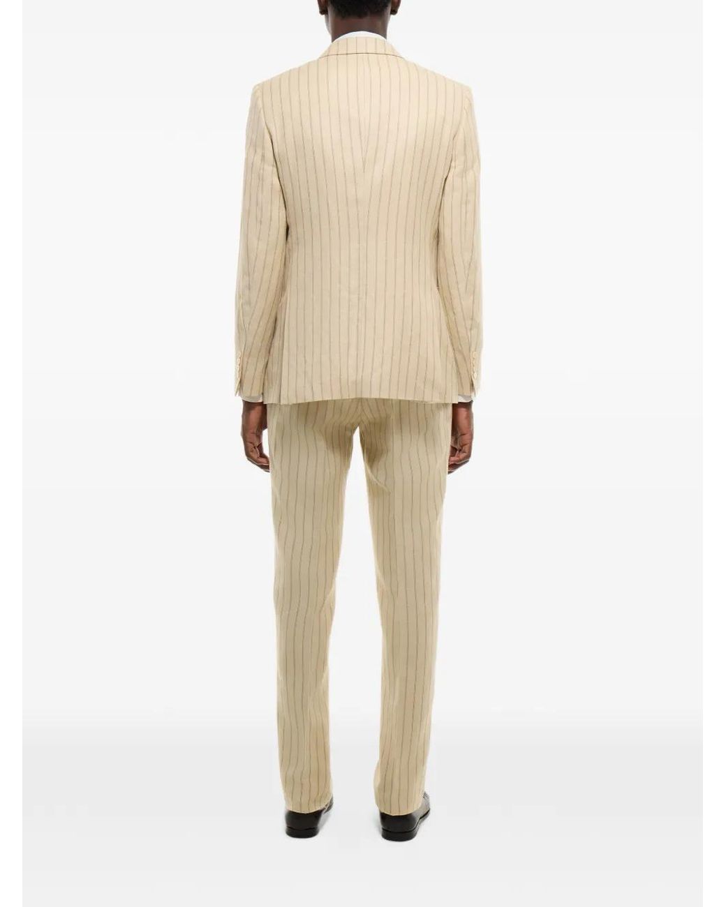 Fursac White Pinstripe Double-Breasted Suit for men