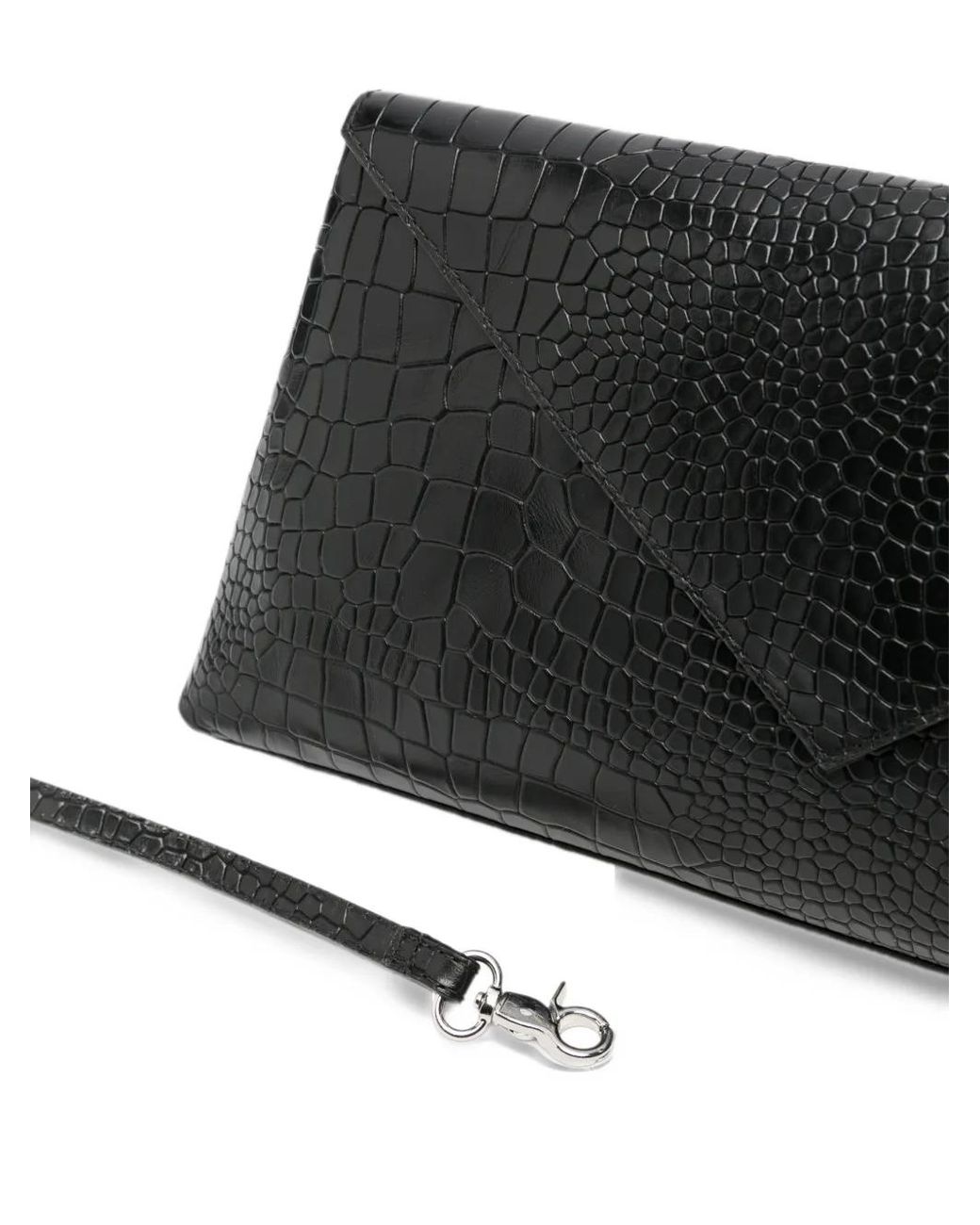 Envelope Black Onyx Croc-Effect Envelope Clutch Bag