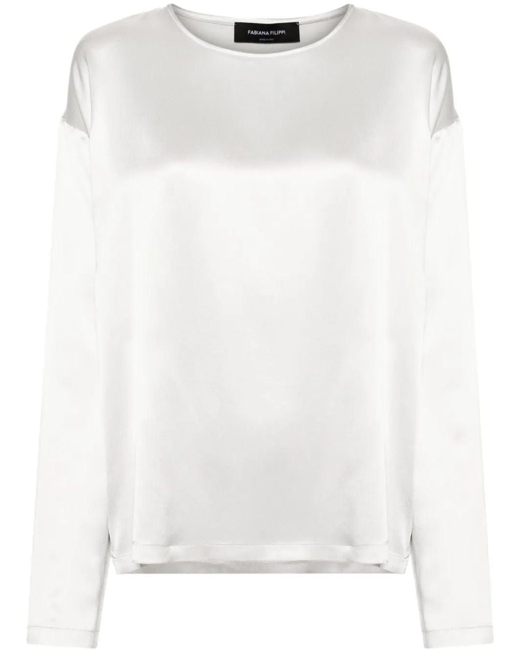 Fabiana Filippi White Silk Satin Blouse