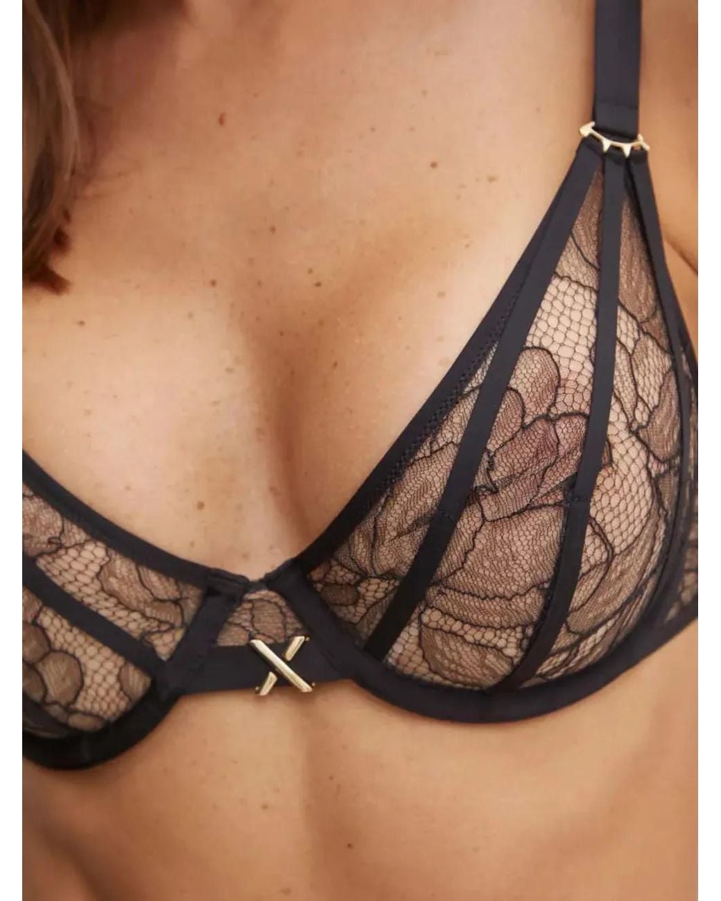 Chantelle Brown Lace-Trim Bra