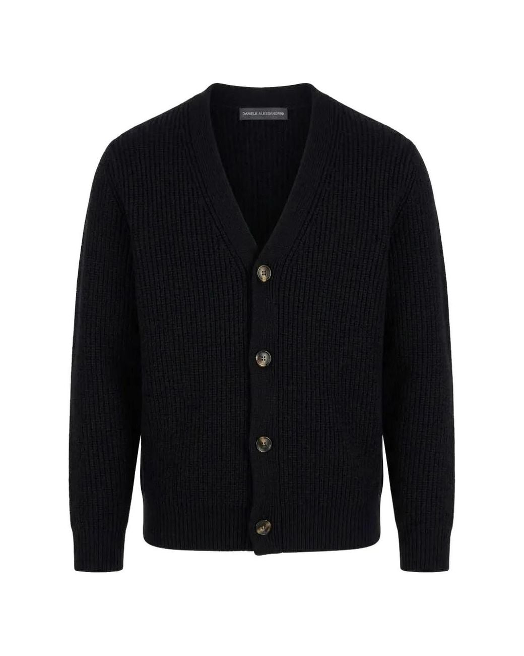 Daniele Alessandrini Blue Ribbed-Knit V-Neck Cardigan for men
